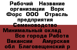 Рабочий › Название организации ­ Ворк Форс, ООО › Отрасль предприятия ­ Семеноводство › Минимальный оклад ­ 30 000 - Все города Работа » Вакансии   . Амурская обл.,Благовещенский р-н